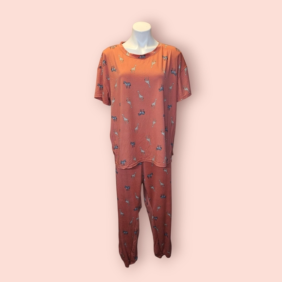 Joyspun Giraffe And Zebra Pajama Set - Picture 1 of 2